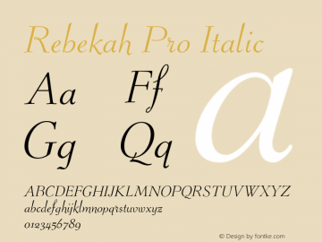 Rebekah Pro Italic Version 1.00 Font Sample