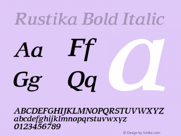 Rustika Bold Italic Version 1.00 Font Sample