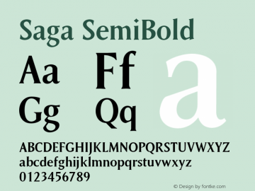 Saga SemiBold Version 1.00 Font Sample