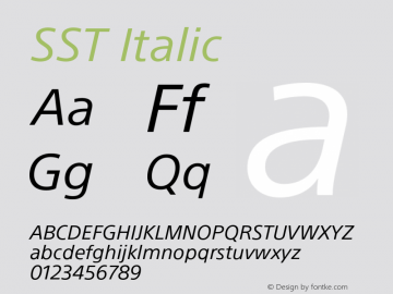 SST Italic Version 1.01, build 10, s3 Font Sample