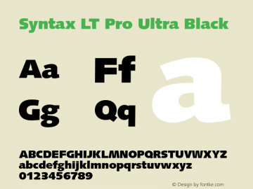 Syntax LT Pro UltraBlack Version 2.000 Build 1000 Font Sample