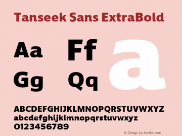 Tanseek Sans ExtraBold Version 2.20 Font Sample