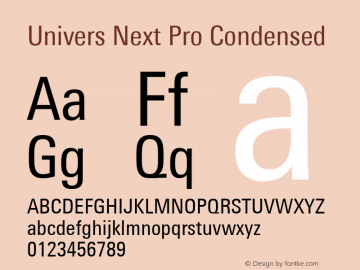 Univers Next Pro Condensed Version 1.00 Font Sample