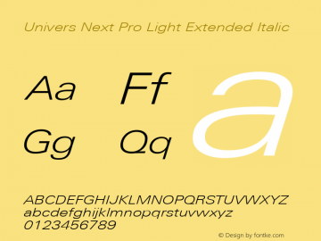 Univers Next Pro Light Extended Italic Version 1.00图片样张