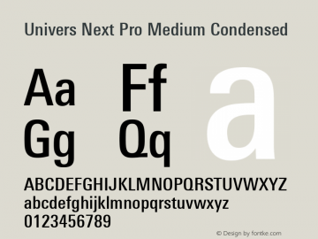 Univers Next Pro Medium Condensed Version 1.00图片样张