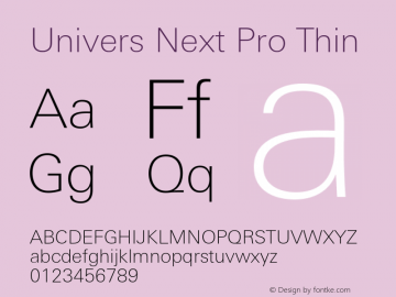 UniversNextPro-Thin Version 1.00 Font Sample