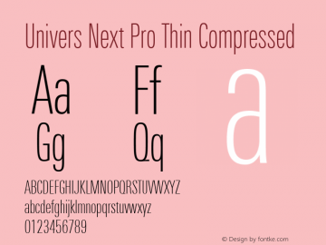 Univers Next Pro Thin Compressed Version 1.00图片样张