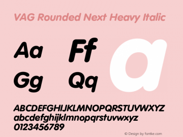 VAG Rounded Next Heavy It Version 1.00, build 24, s3 Font Sample
