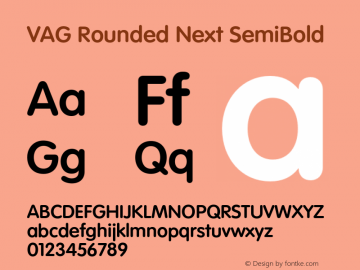 VAG Rounded Next SemiBold Version 1.00, build 24, s3 Font Sample