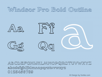 Windsor Pro Bold Outline Version 2.00 Font Sample