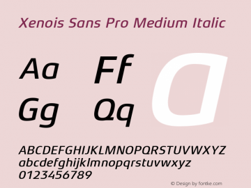 Xenois Sans Pro Medium Italic Version 1.00图片样张