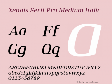 Xenois Serif Pro Medium Italic Version 1.00图片样张