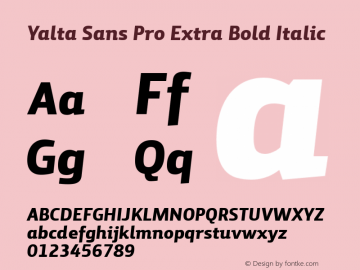 Yalta Sans Pro XBold Italic Version 1.000 Font Sample