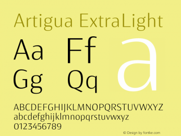 Artigua-ExtraLight Version 1.000 Font Sample