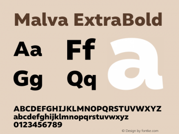 Malva ExtraBold Version 1.000;PS 001.000;hotconv 1.0.88;makeotf.lib2.5.64775图片样张