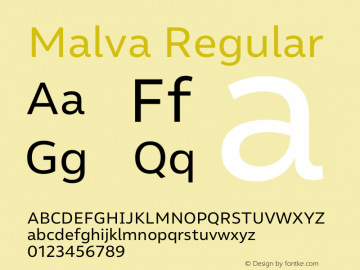 Malva Regular Version 1.000;PS 001.000;hotconv 1.0.88;makeotf.lib2.5.64775 Font Sample