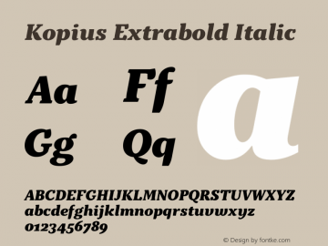 Kopius Extrabold Italic Version 1.001 Font Sample