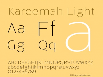 Kareemah Light Version 1.000;PS 001.000;hotconv 1.0.70;makeotf.lib2.5.58329图片样张