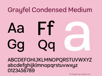 Grayfel Condensed Medium Version 1.000 Font Sample