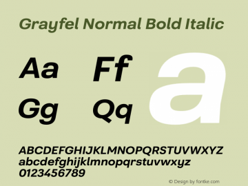 Grayfel Normal Bold Italic Version 1.000 Font Sample