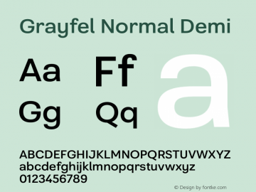 Grayfel Normal Demi Version 1.000 Font Sample