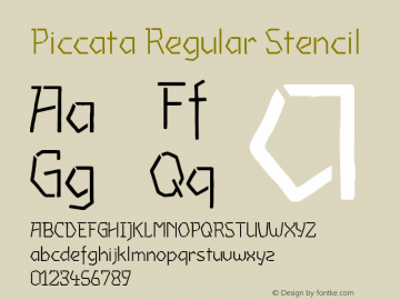 Piccata Regular Stencil Version 1.00 July 14, 2016, initial release图片样张