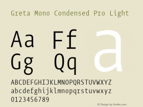 MonoCndPro-CondensedLight Version 1.000 Font Sample