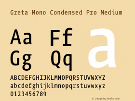 MonoCndPro-CondensedMedium Version 1.000 Font Sample