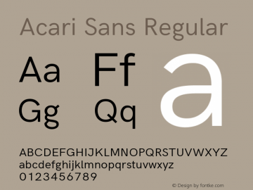 Acari Sans Regular Version 1.045 Font Sample