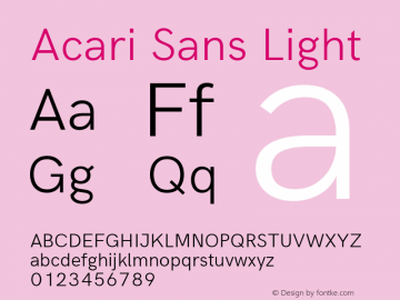 Acari Sans Light Version 1.045 Font Sample