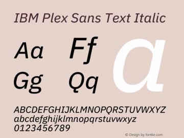 IBM Plex Sans Text Italic Version 3.0图片样张