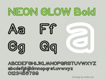 NEON GLOW Bold Version 1.00;September 7, 2018;FontCreator 11.5.0.2427 64-bit Font Sample