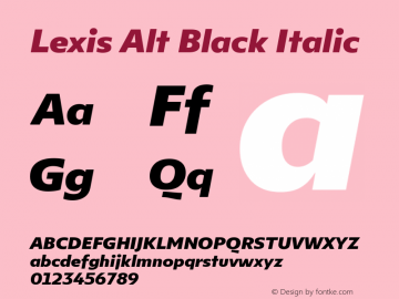 Lexis Alt Black Italic Version 1.000图片样张