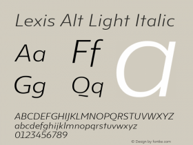 Lexis Alt Light Italic Version 1.000图片样张