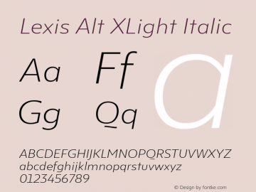 Lexis Alt XLight Italic Version 1.000图片样张