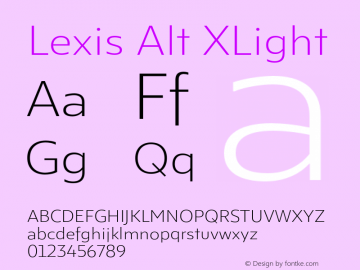 Lexis Alt XLight Version 1.000;PS 001.000;hotconv 1.0.88;makeotf.lib2.5.64775图片样张