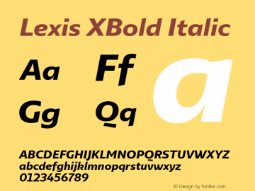 Lexis XBold Italic Version 1.000图片样张