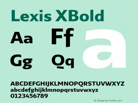 Lexis XBold Version 1.000 Font Sample