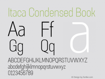 Itaca Condensed Book Version 1.000;PS 1.0;hotconv 1.0.86;makeotf.lib2.5.63406 Font Sample