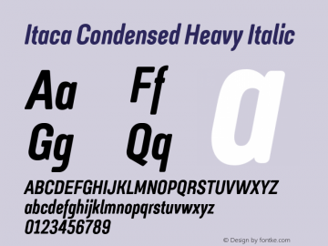 Itaca Condensed Heavy Italic Version 1.000;PS 1.0;hotconv 1.0.86;makeotf.lib2.5.63406 Font Sample