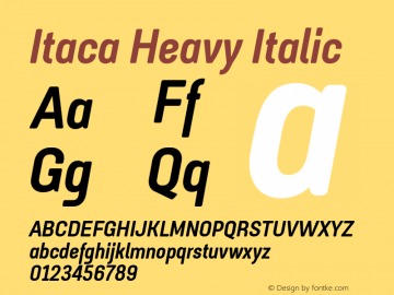 Itaca Heavy Italic Version 1.000;PS 1.0;hotconv 1.0.86;makeotf.lib2.5.63406 Font Sample