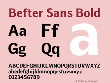 Befter Sans Bold Version 0.002;PS 000.002;hotconv 1.0.88;makeotf.lib2.5.64775图片样张