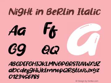 Night in Berlin Italic Version 1.000 Font Sample
