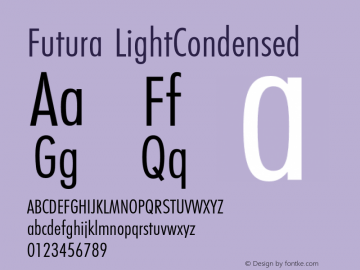 Futura LightCondensed Version 001.001 Font Sample