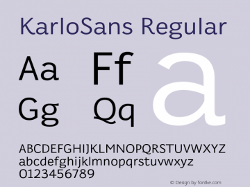 KarloSans Regular Version 001.000 Dec 2017 Font Sample