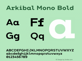 Arkibal Mono-Bold Version 1.000 Font Sample