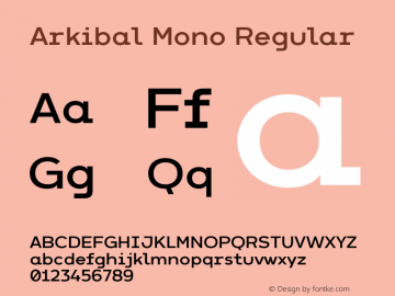 Arkibal Mono-Regular Version 1.000 Font Sample