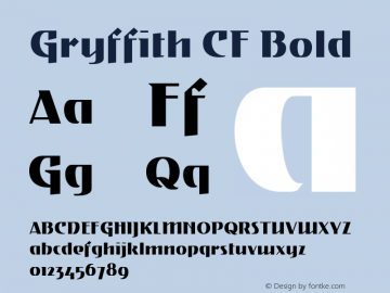 Gryffith CF Bold Version 1.000;PS 001.000;hotconv 1.0.88;makeotf.lib2.5.64775图片样张