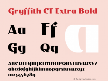 Gryffith CF Extra Bold Version 1.000;PS 001.000;hotconv 1.0.88;makeotf.lib2.5.64775 Font Sample