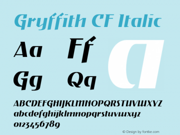 Gryffith CF Regular Italic Version 1.000;PS 001.000;hotconv 1.0.88;makeotf.lib2.5.64775图片样张